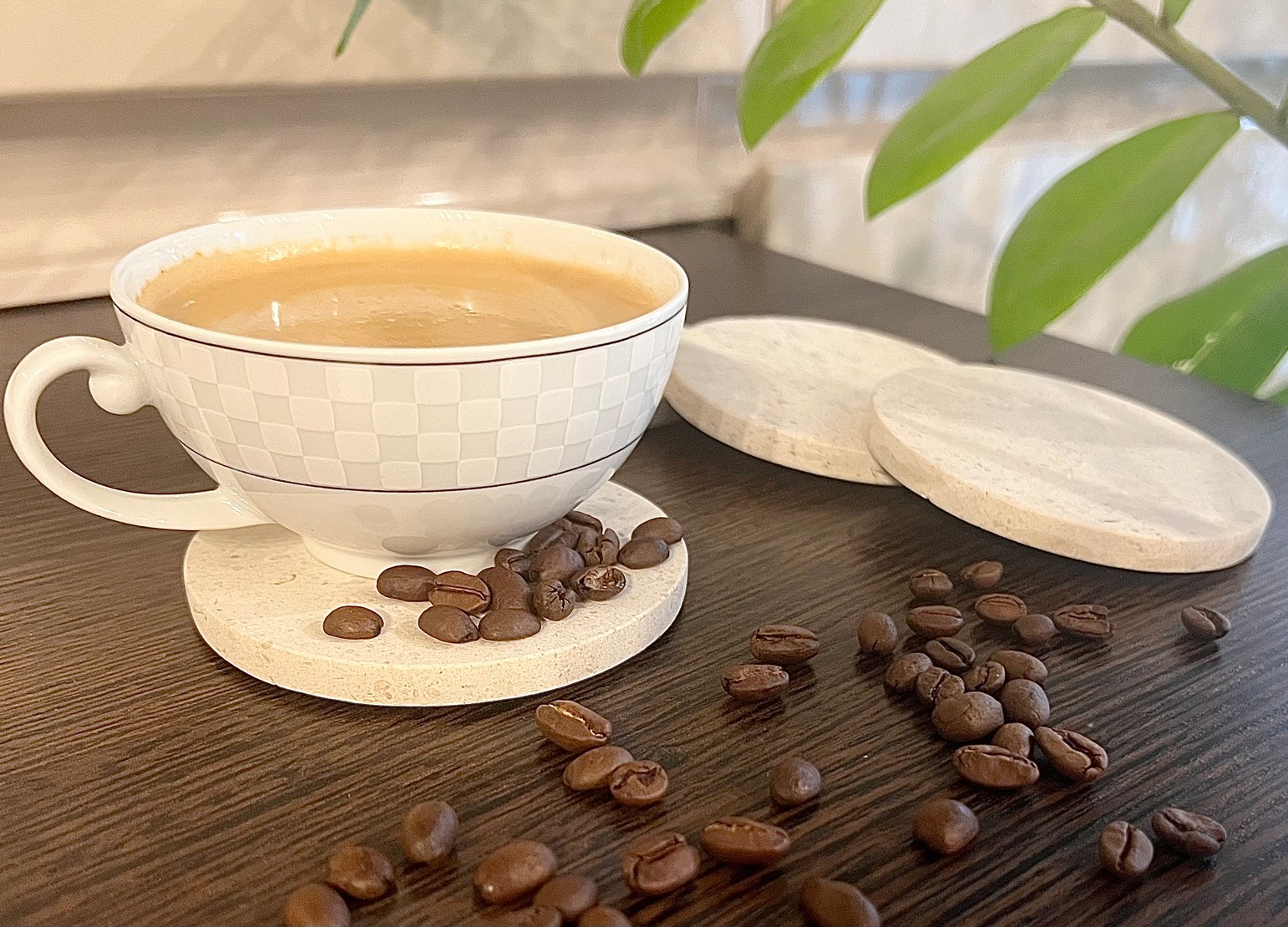 СПK Подставка круглая (91х91х8 мм)/Известняк Branco Valongo/Бежевый/Лощение - изображение 1