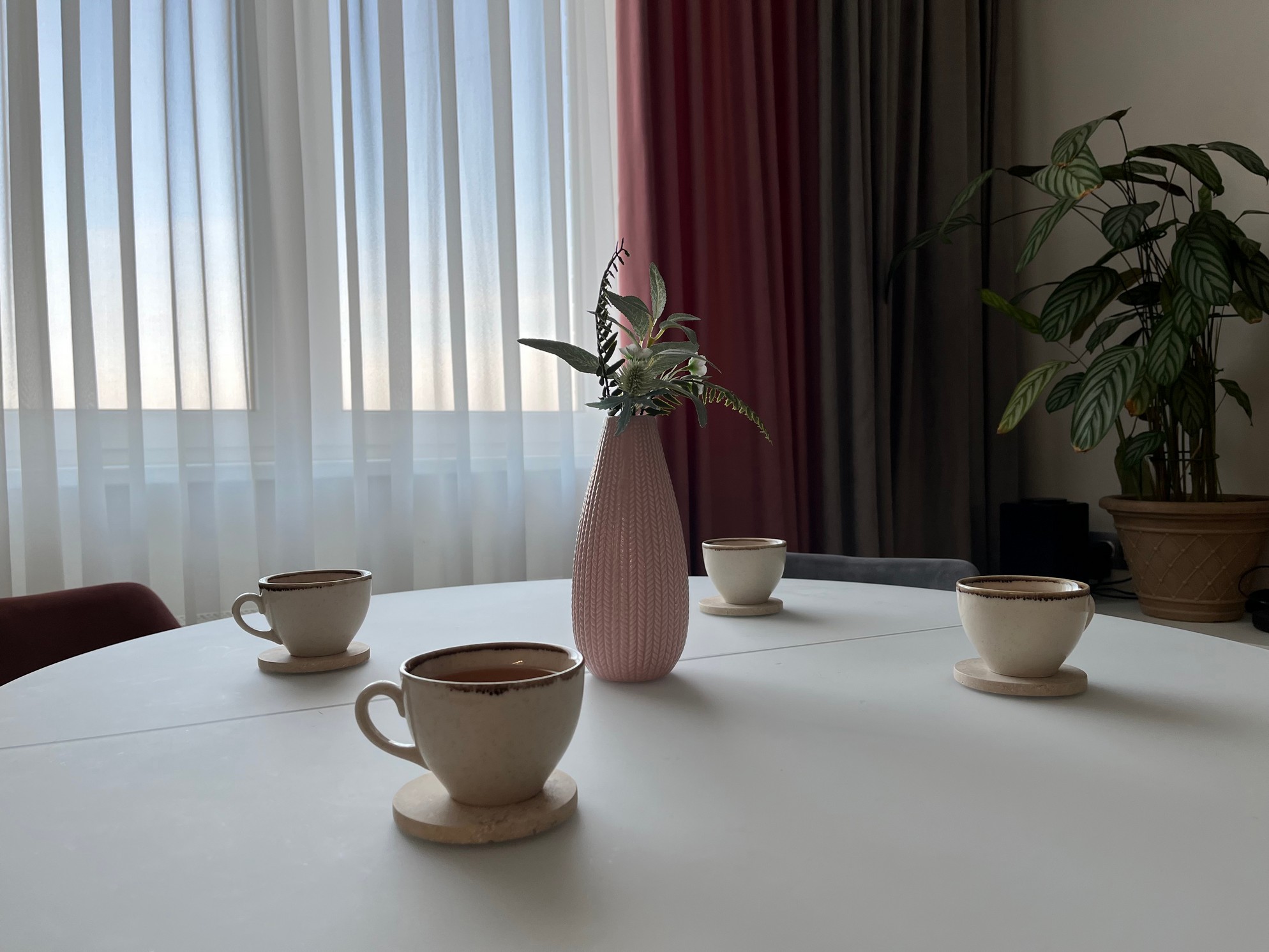 СПK Набор из 4х шт Подставка круглая (91х91х40 мм)/Известняк Jura Beige/Бежевый/Лощение - изображение 3