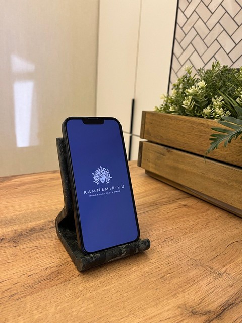 СПK Подставка под телефон (120х90х80 мм)/Конгломерат Onego Green/Зеленый/Лощение - изображение 3