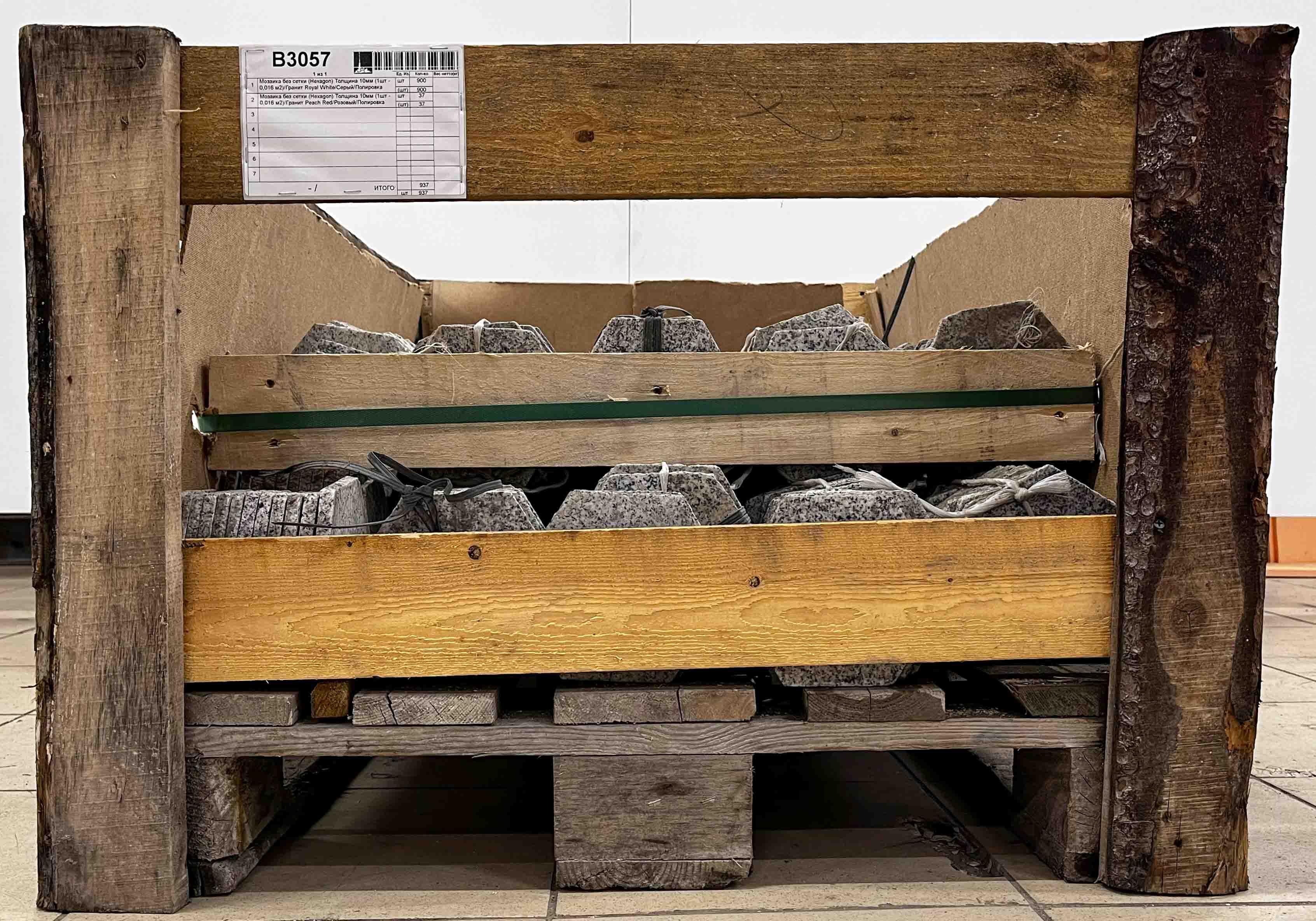 Мозаика без сетки (Hexagon) Толщина 10мм (1шт - 0,016 м2)/Гранит Peach Red/Розовый/Полировка - изображение 6