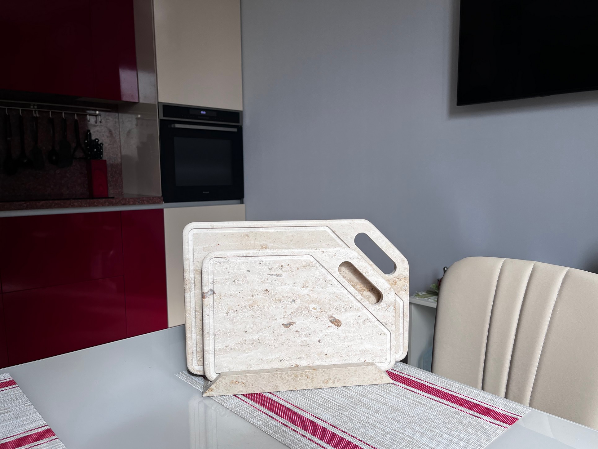 СПK Набор Разд. Доски с подставкой (360х250х80 мм)/Известняк Jura Beige/Бежевый/Антик - изображение 3