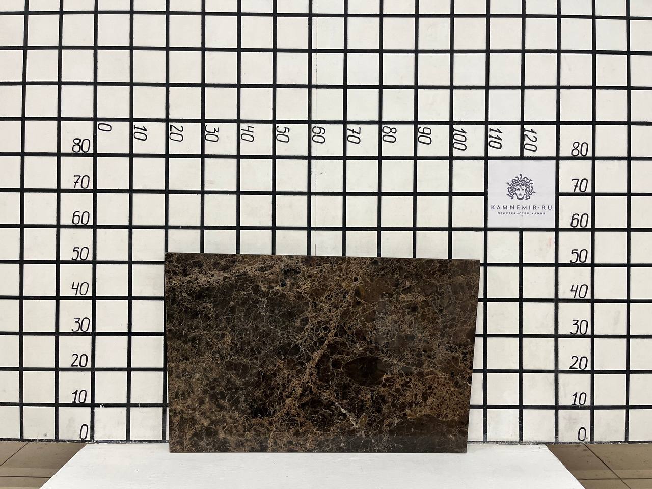 Изображение Подоконник с подклейкой 40 мм (800х520х20 мм)/Мрамор Emperador Dark/Коричневый/Полировка