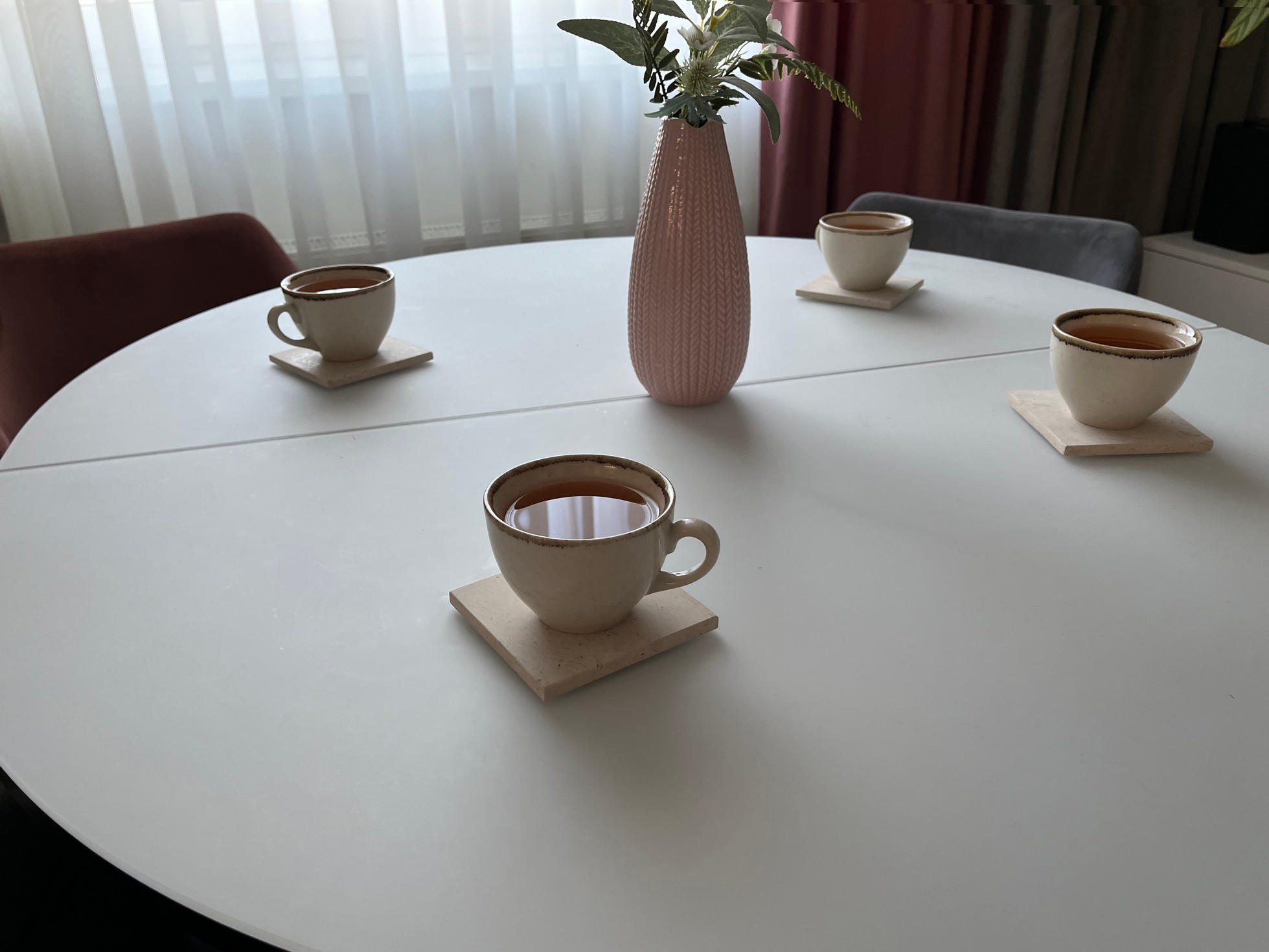 СПK Подставка квадратная (100х100х8 мм)/Известняк Branco Valongo/Бежевый/Лощение - изображение 6