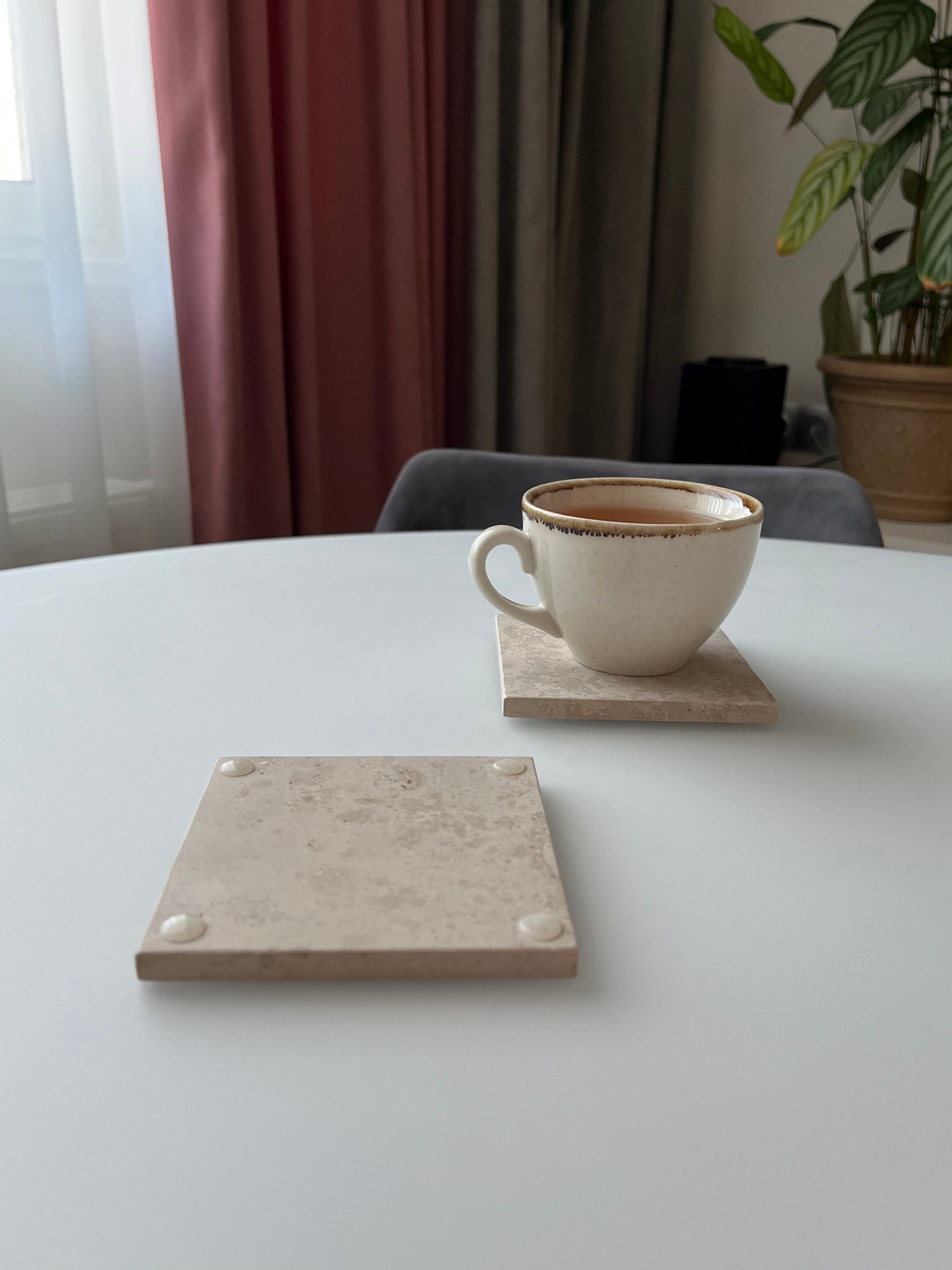 СПK Подставка квадратная (100х100х8 мм)/Известняк Jura Beige/Бежевый/Лощение - изображение 4