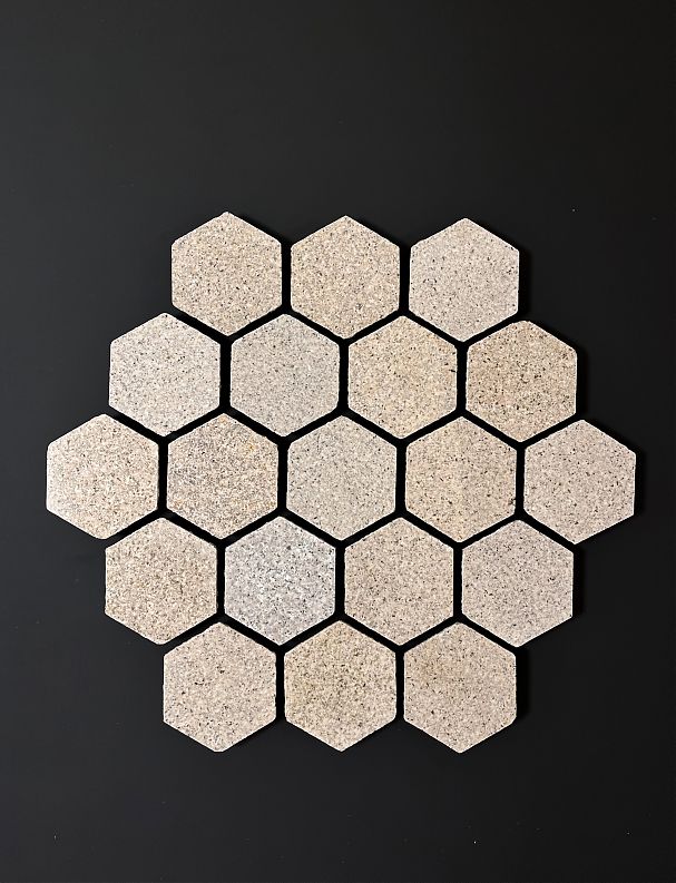 Мозаика без сетки (Hexagon) Толщина 10мм (1шт - 0,016 м2)/Гранит Peach Red/Розовый/Полировка - изображение 9