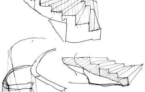 Лестница, вырезанная из серого травертина изображение 8