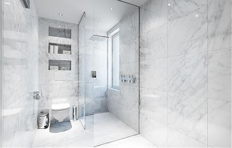 Ванная комната с полной отделкой Bianco Carrara