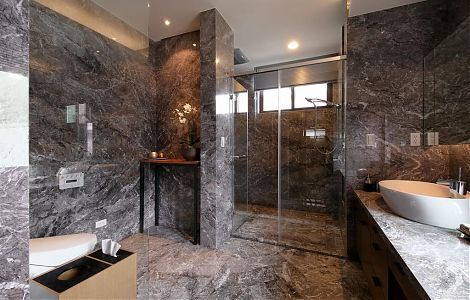Ванная комната с отделкой мрамором Cesar Grey