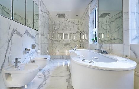 Комплексная отделка ванной мрамором Bianco Statuario изображение 1