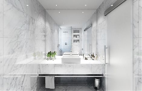 Ванная комната с полной отделкой Bianco Carrara изображение 1