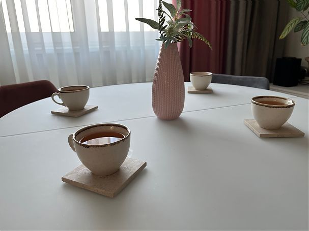 СПK Подставка квадратная (100х100х8 мм)/Известняк Jura Beige/Бежевый/Лощение - изображение 5