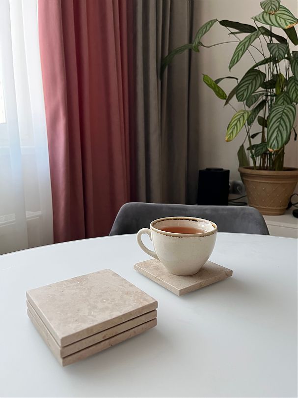 СПK Подставка квадратная (100х100х8 мм)/Известняк Jura Beige/Бежевый/Лощение - изображение 7