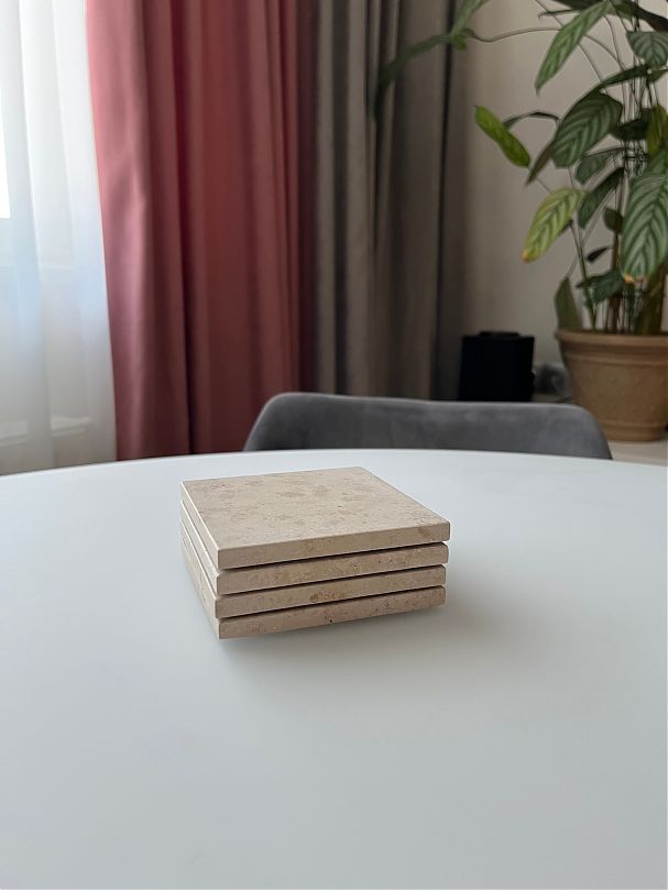 СПK Подставка квадратная (100х100х8 мм)/Известняк Jura Beige/Бежевый/Лощение - изображение 8